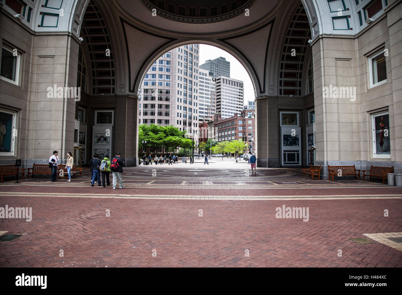 Looking through the arch at Rowes Wharf, in Boston, Massachusetts Stock Photo Alamy