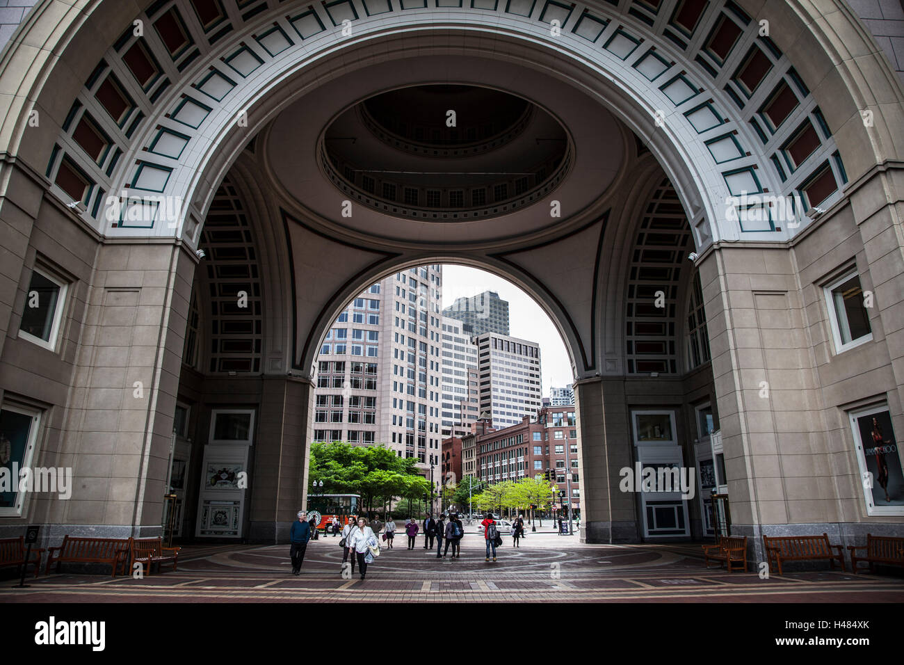Looking through the arch at Rowes Wharf, in Boston, Massachusetts Stock Photo Alamy