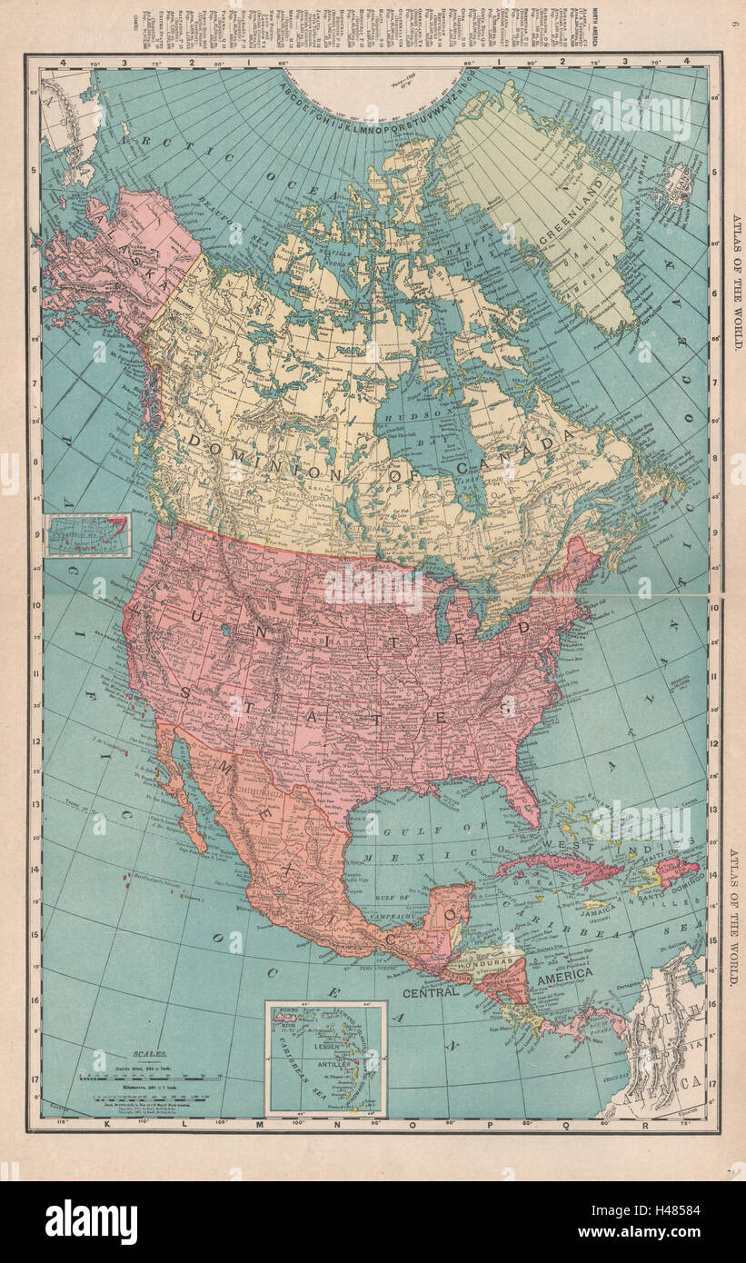 North America. RAND MCNALLY 1912 old antique vintage map plan chart Stock Photo