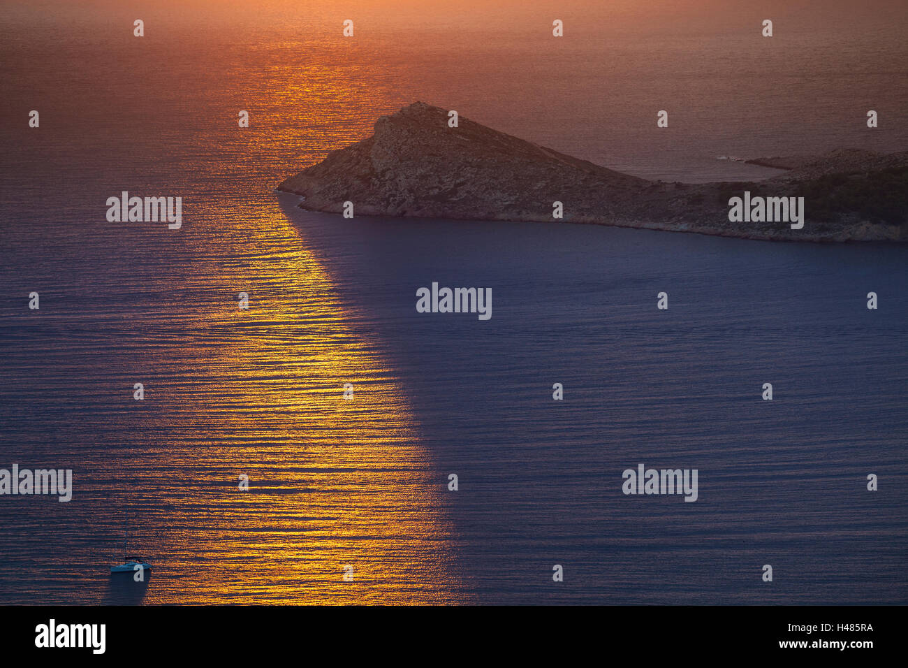 Sunset at Greek island of Kalymnos Stock Photo
