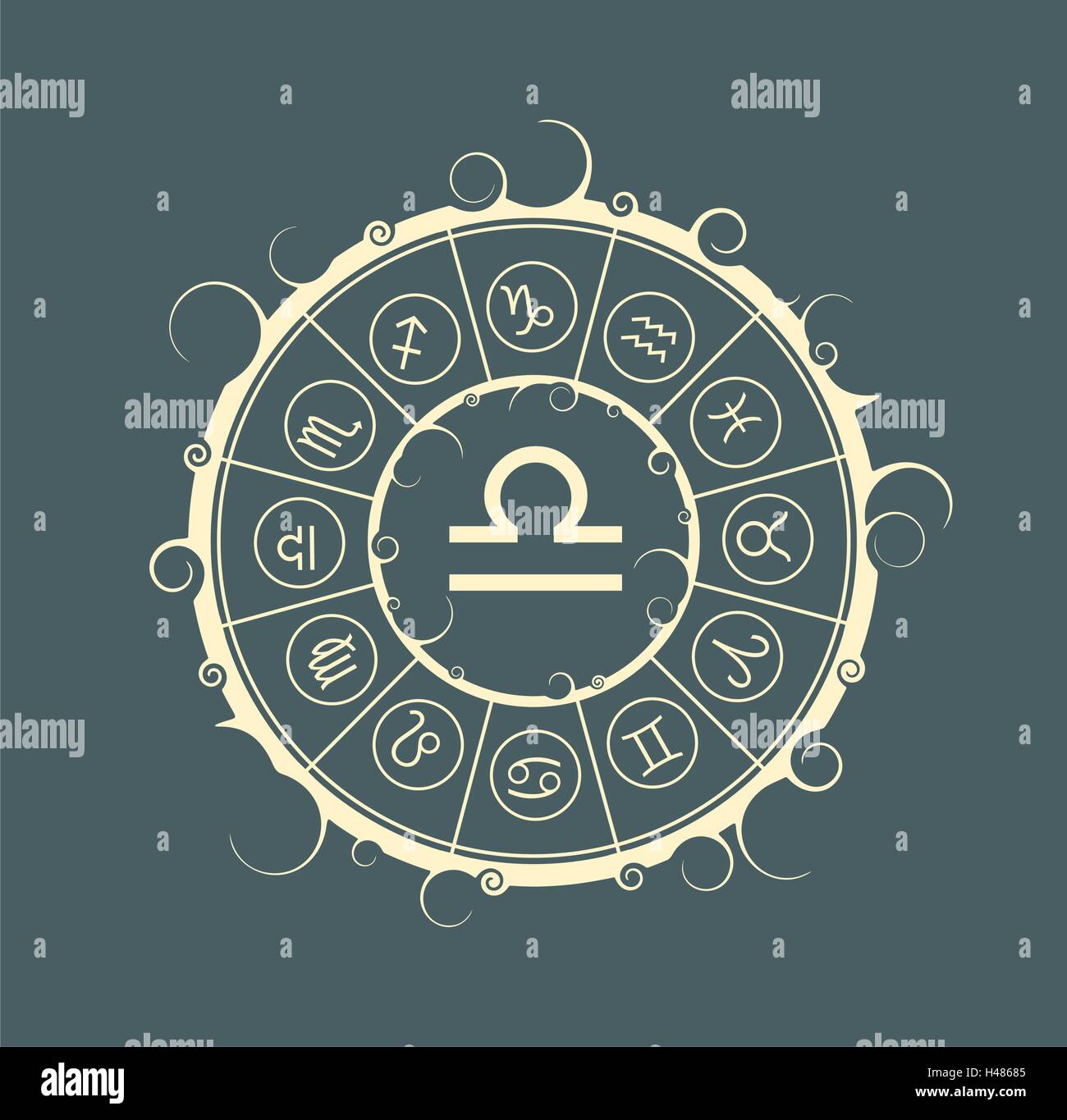 Astrology symbols in circle. Scales sign Stock Vector Image & Art Alamy