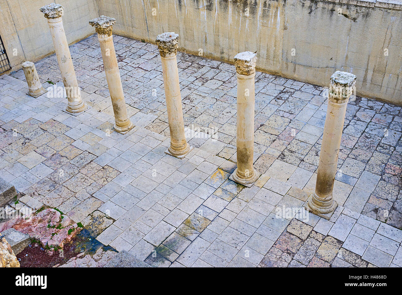 The ancient  Roman colonnade (Cardo) located in Jewish Quarter of Jerusalem, Israel. Stock Photo