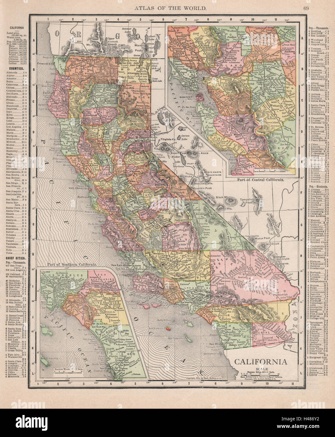 California State Map Southern CA Bay Area Insets RAND MCNALLY 1912 Old California State Map Southern CA Bay Area Insets RAND MCNALLY 1912 Old