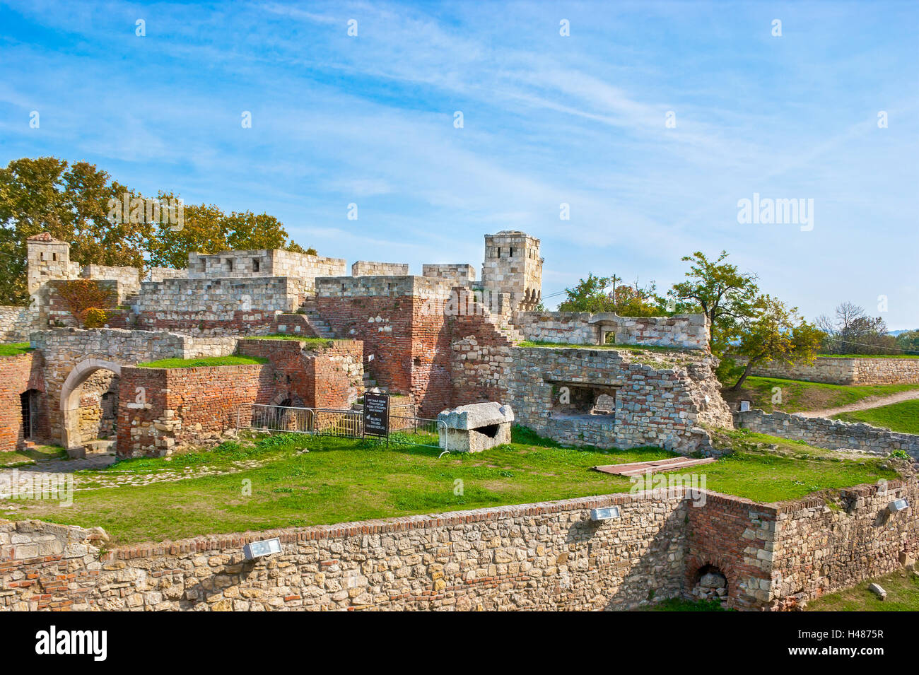 Preserved parts of the Belgrade fortress are the main landmarks of the city, Belgrade Stock Photo