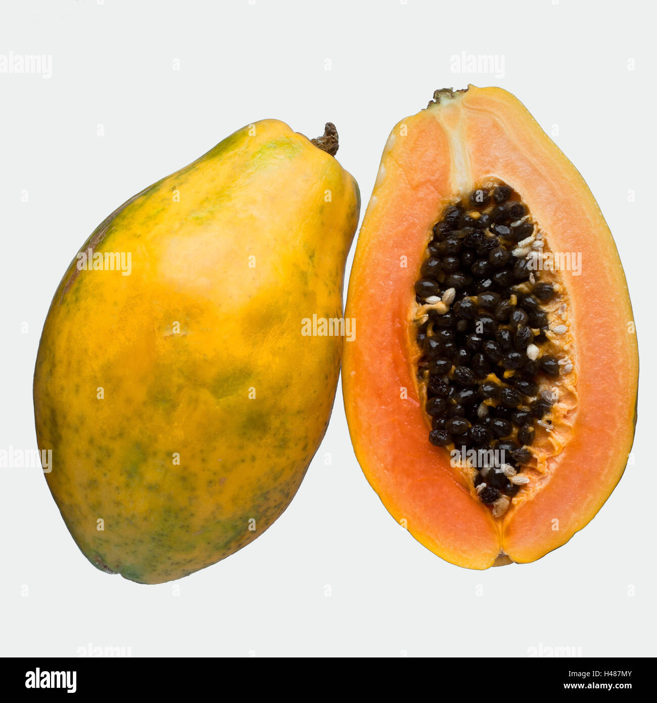 Papaya, completely, halves, fruit, cut open, papaya fruit, papaya fruit, longovally, berry