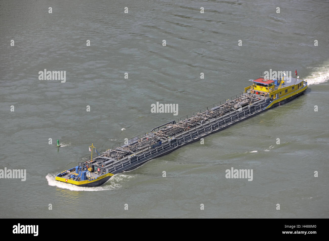 The Rhine, freighter, Stock Photo