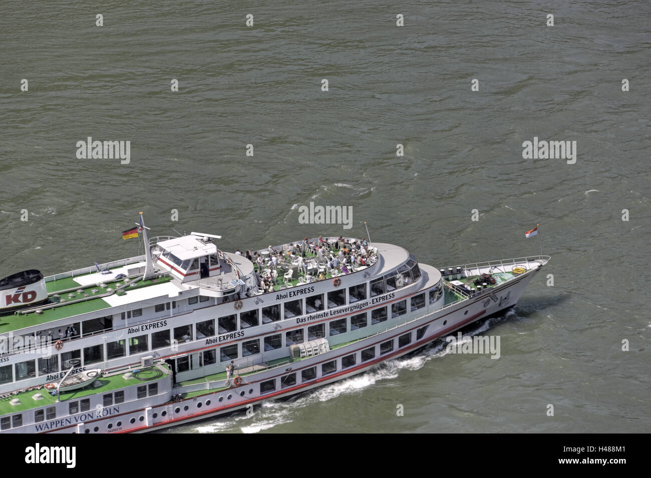 Germany, Rhineland-Palatinate, St. Goarshausen, the Rhine, ship, Stock Photo