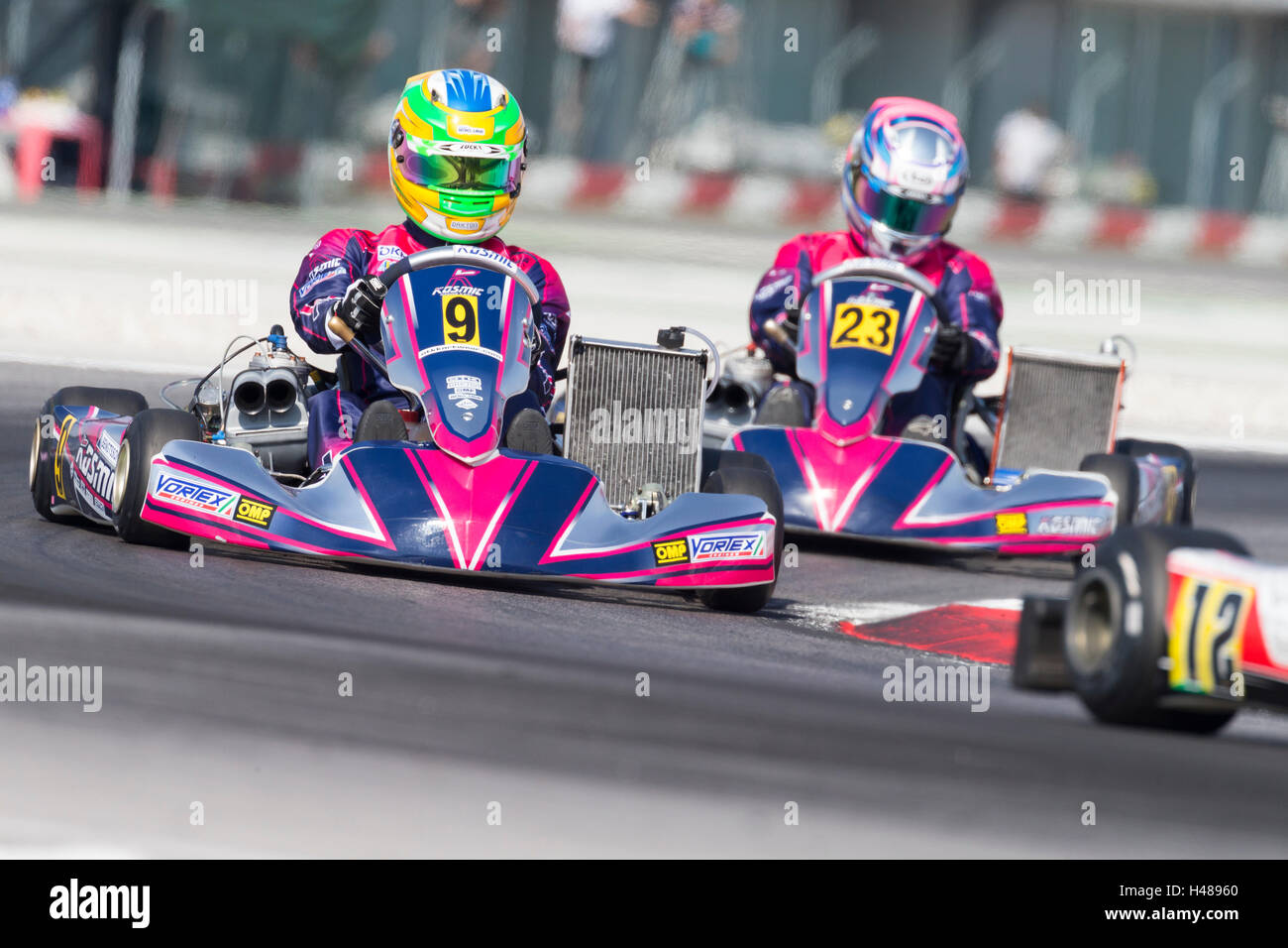 Adria, Rovigo (Italy) - October 1, 2016: Kosmic Racing Team, driven by Bengtsson Axel during eliminatory heat in the Wsk Final Stock Photo