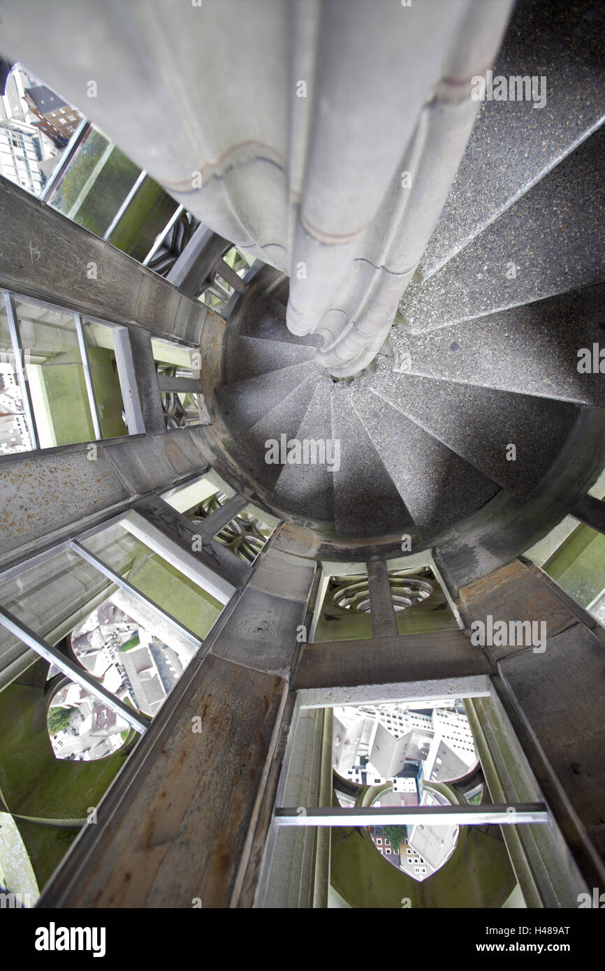 Germany, Baden-Württemberg, Ulm, Ulm Minster, upper stairwell, Stock Photo