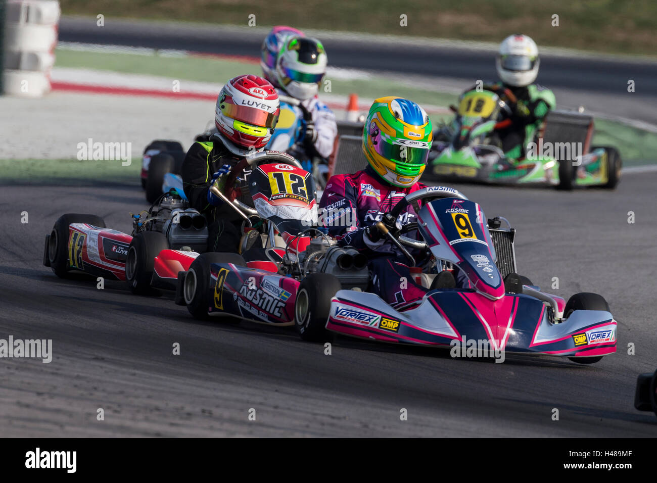Adria, Rovigo (Italy) - October 1, 2016: Kosmic Racing Team, driven by Bengtsson Axel during eliminatory heat in the Wsk Final Stock Photo