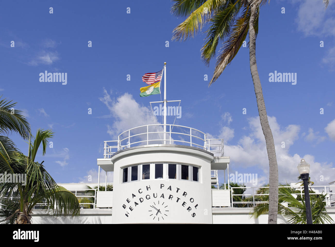 Beach Patrol Headquarter, Lummus Park, Ocean Terrace, South Miami Beach, Art Deco District, Florida, USA, Stock Photo