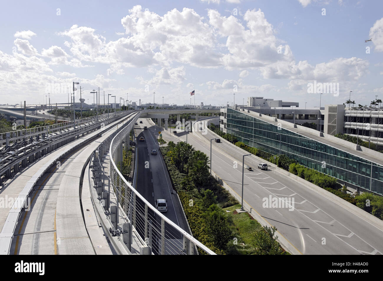 Routing of 'Mia Mover', elevated railway at the airport of Miami, Miami, Florida, USA, Stock Photo