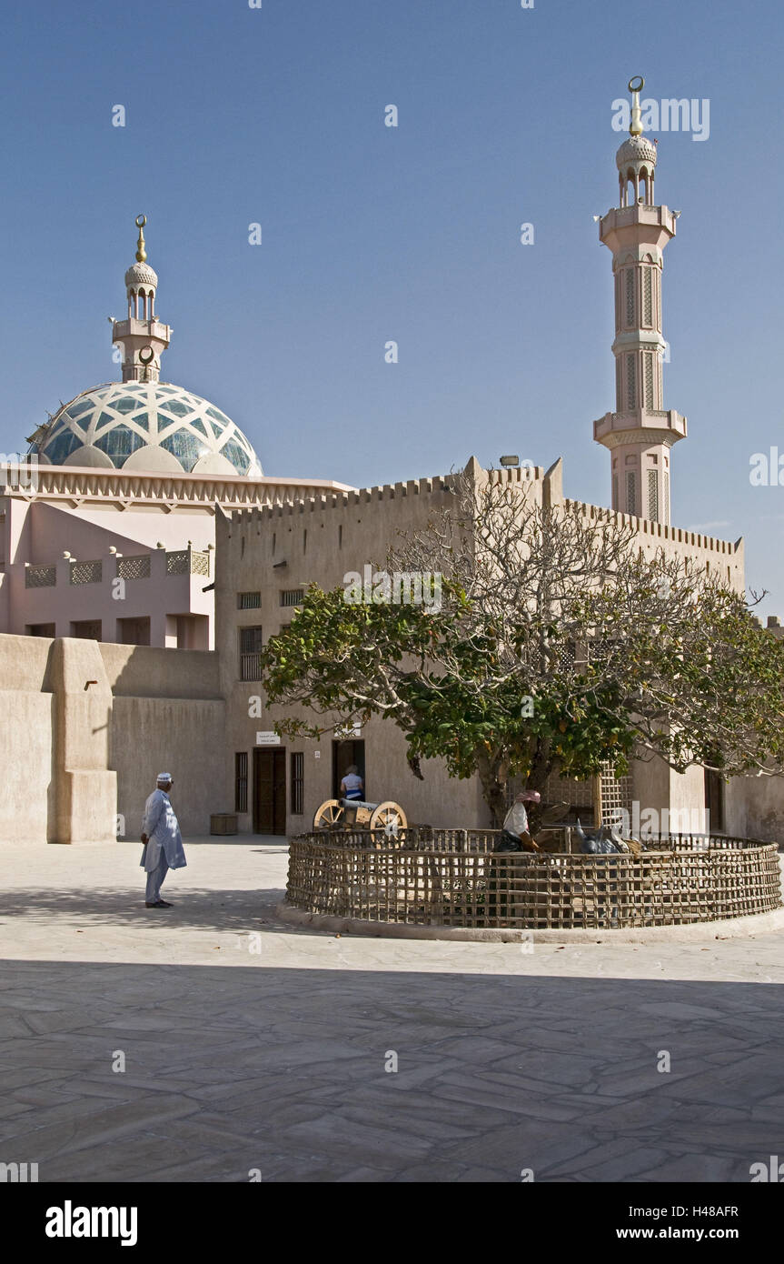 VAE, Ajman, old fort, 18. Cent., inner courtyard, mosque, Stock Photo