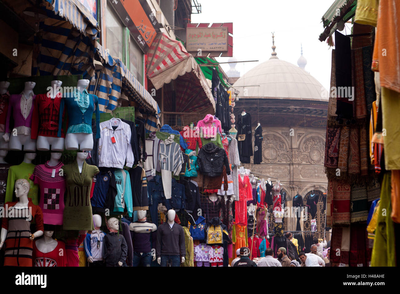 Egypt, Cairo, Islamic old town, clothes market Stock Photo Alamy