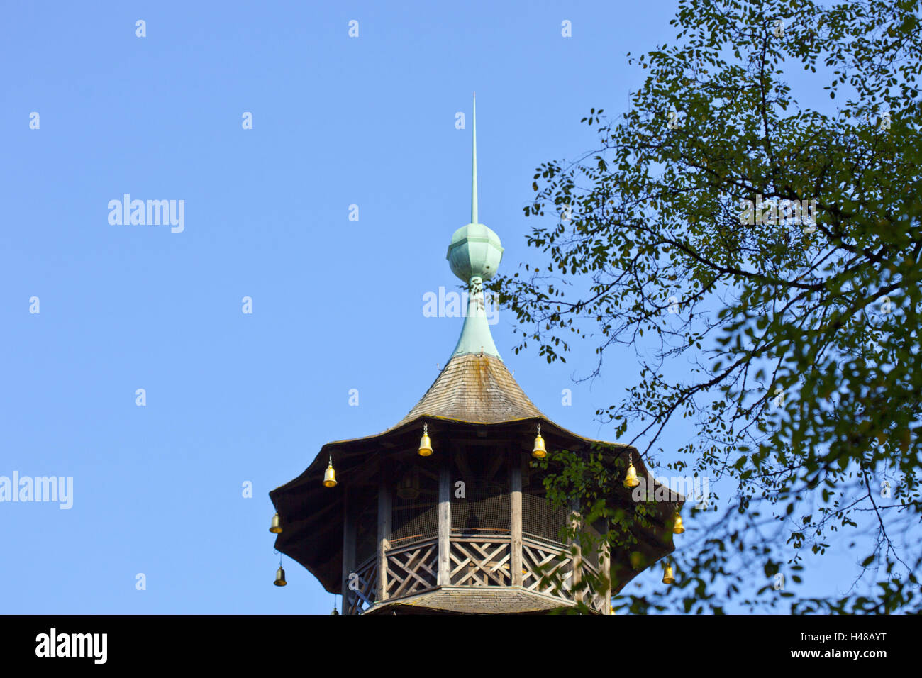 Rooftop of the Chinese Tower in the Englischer Garten in Munich Stock