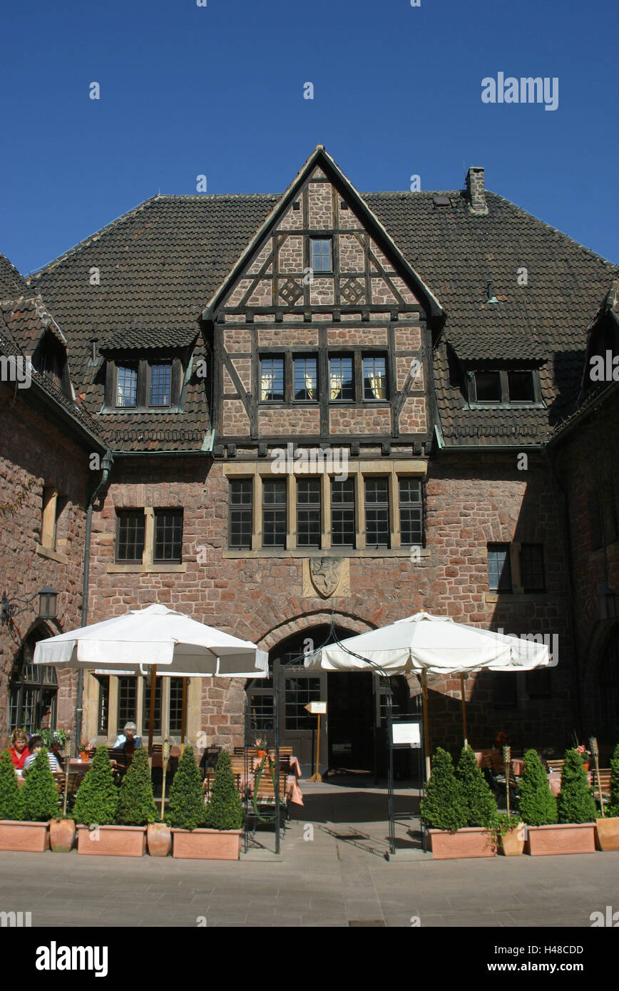 Germany, Thuringia, Eisenach, Wartburg, inner courtyard, restaurant