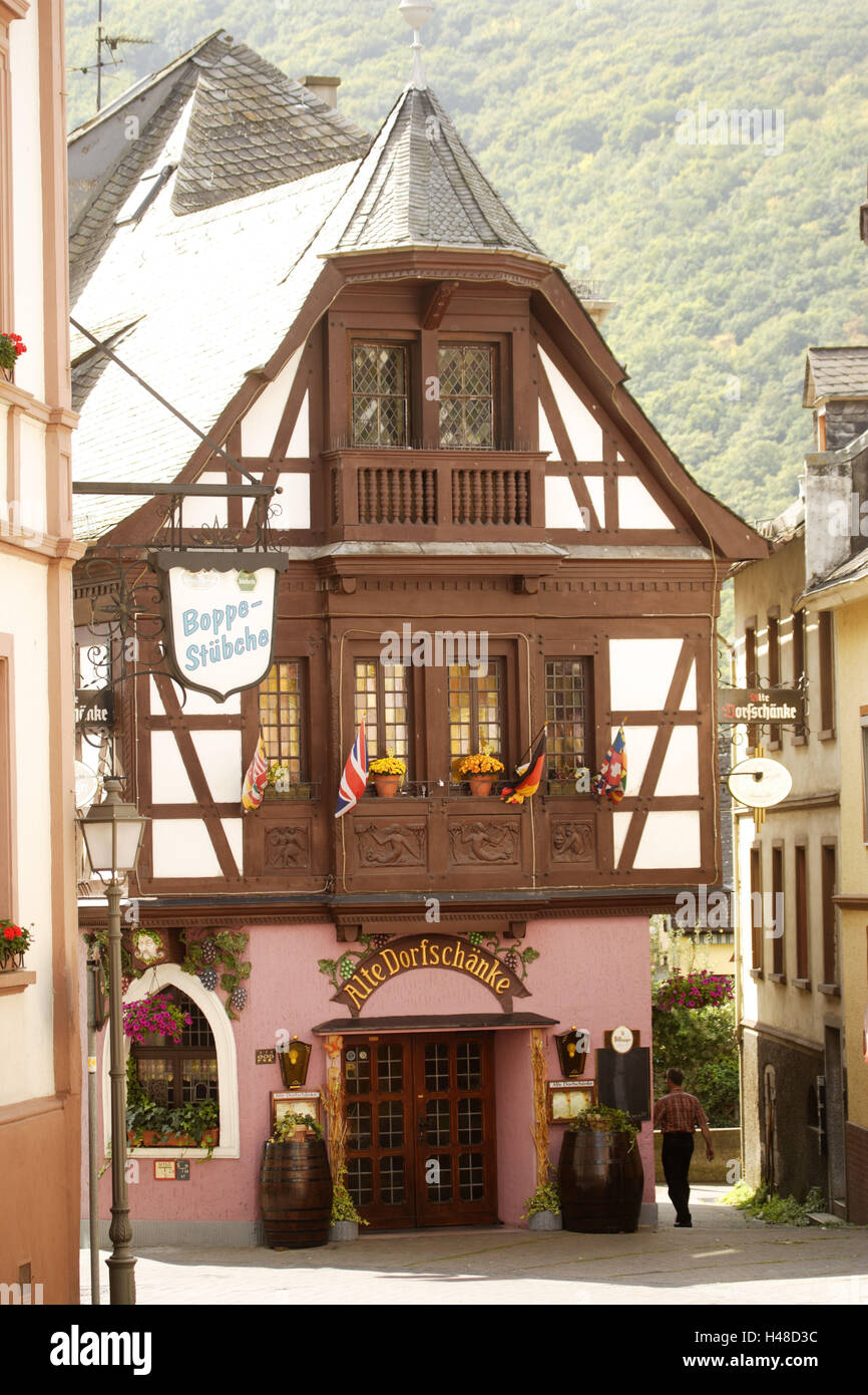 Village pub, inn, Assmannshausen, Rhine Valley, Rhineland-Palatinate, Germany, Stock Photo