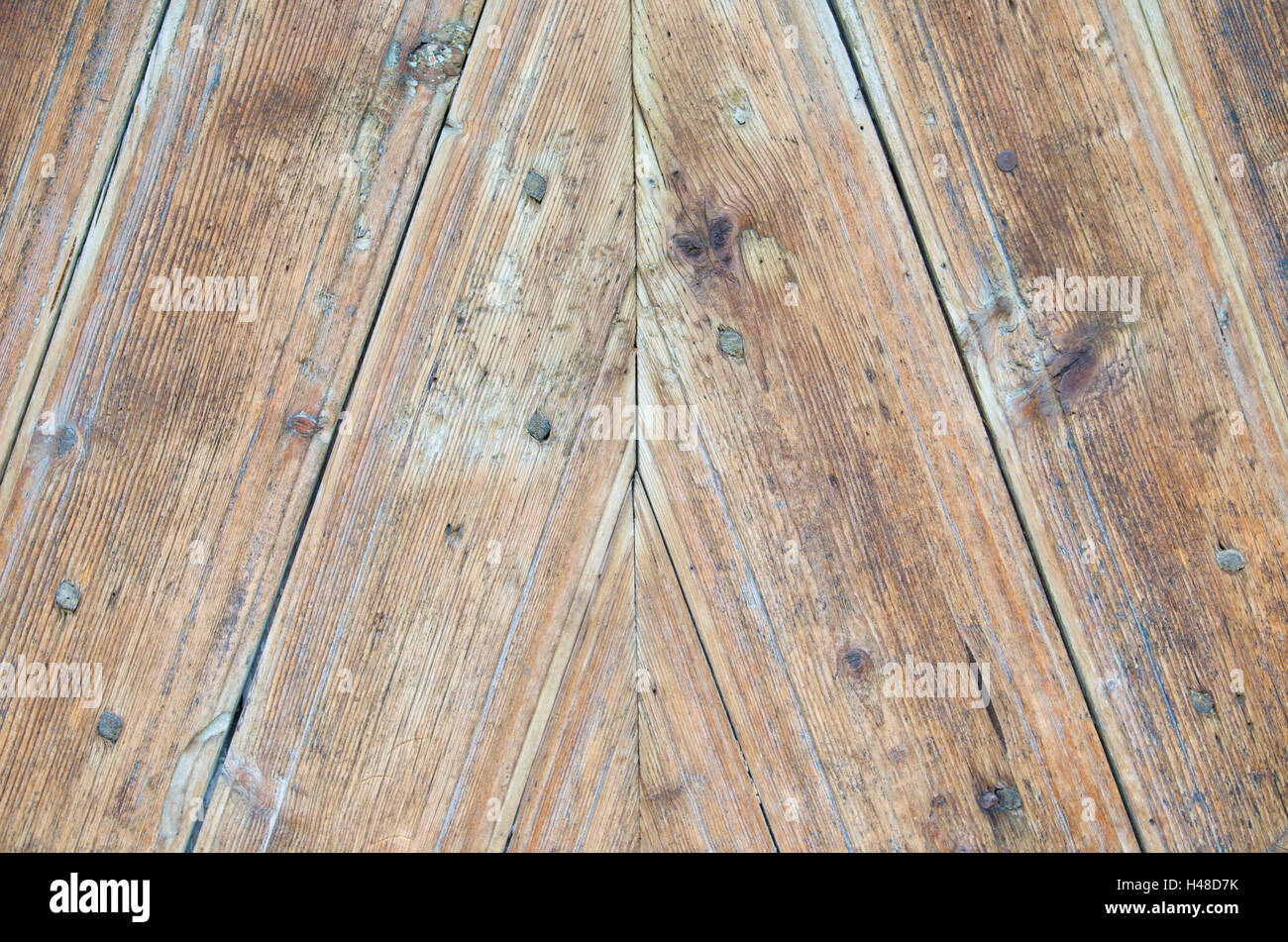 Planks of a wooden door with treenails, Stock Photo