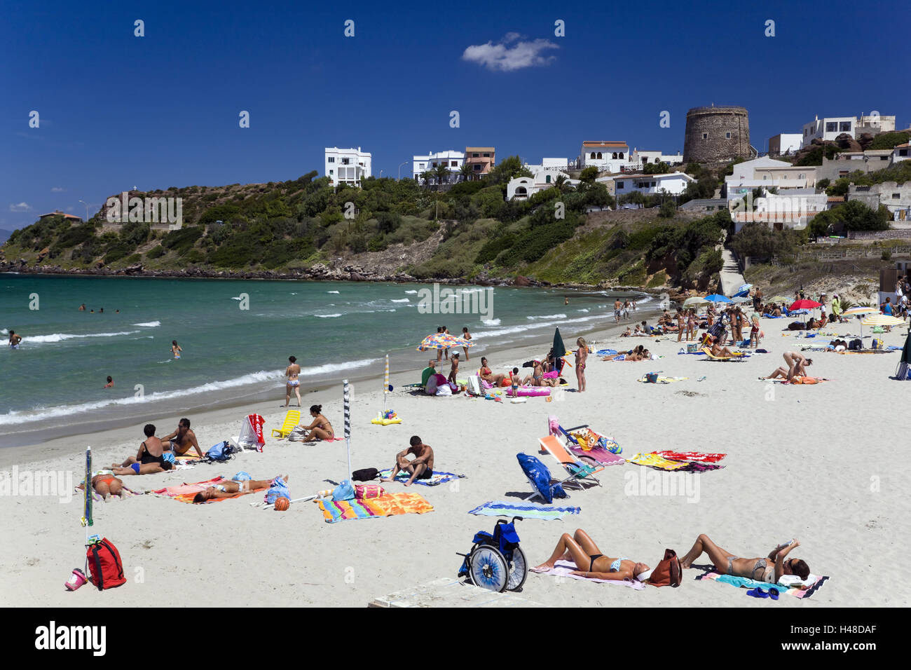 Italy, Sardinia, Sant' Antioco, Calasetta, Spiaggia Sottotorre, Torre