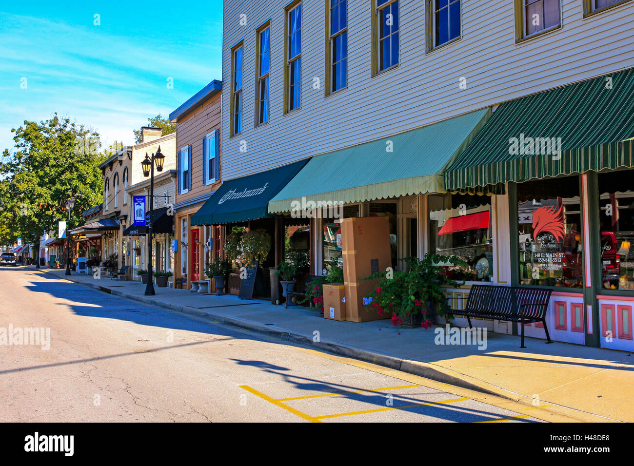 Main Street storefronts in downtown Midway, part of the Lexington
