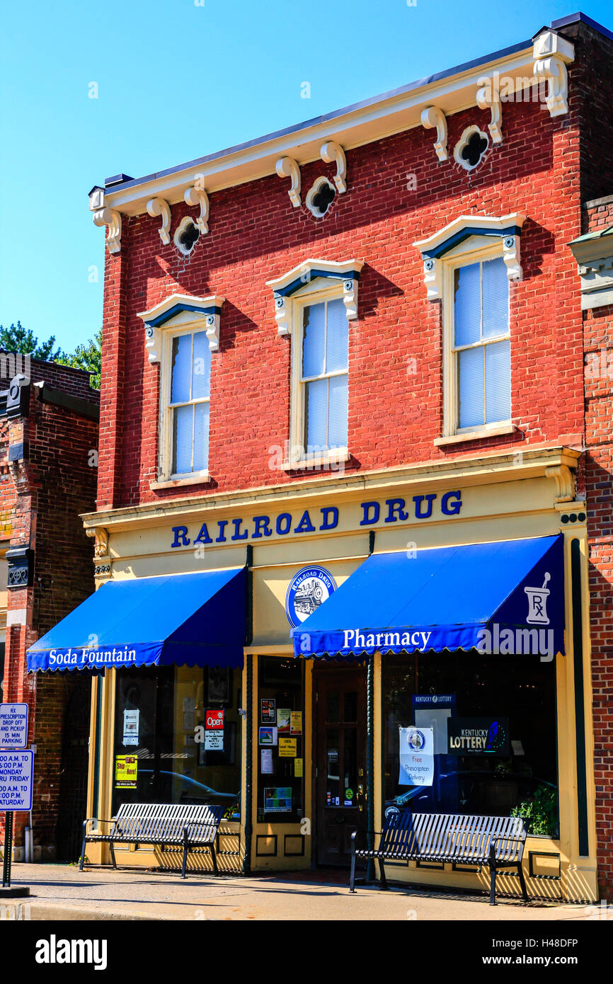 Railroad Drug storefront in downtown Midway, part of the Lexington