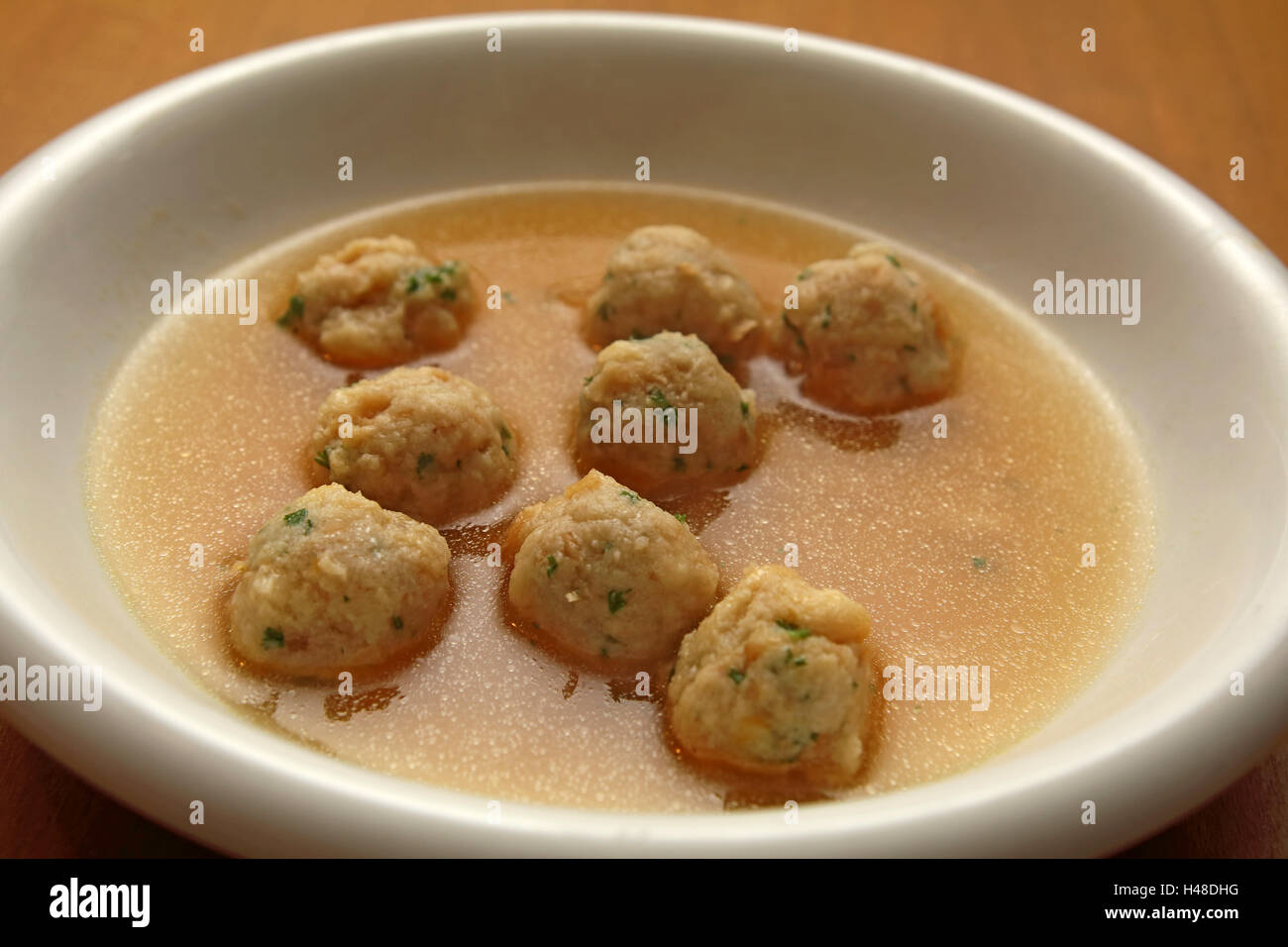 Marrow dumplings soup Stock Photo