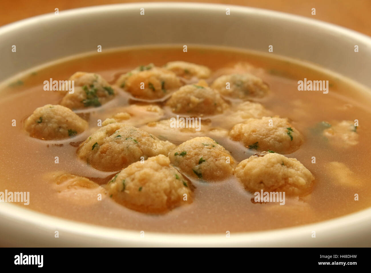 Marrow dumplings soup Stock Photo