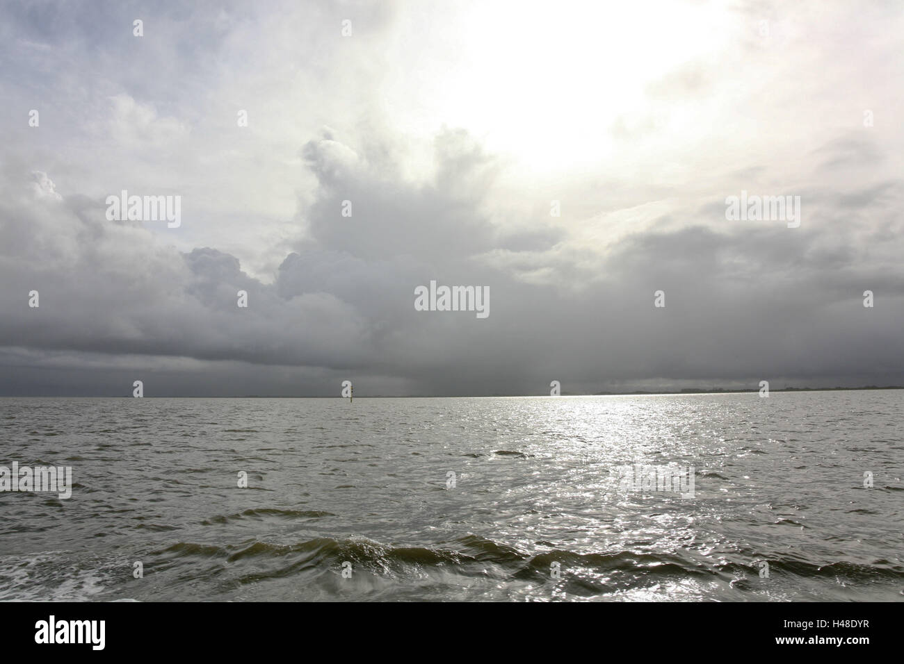 Germany, Lower Saxony, island Norderney, sea, cloudy sky, Stock Photo