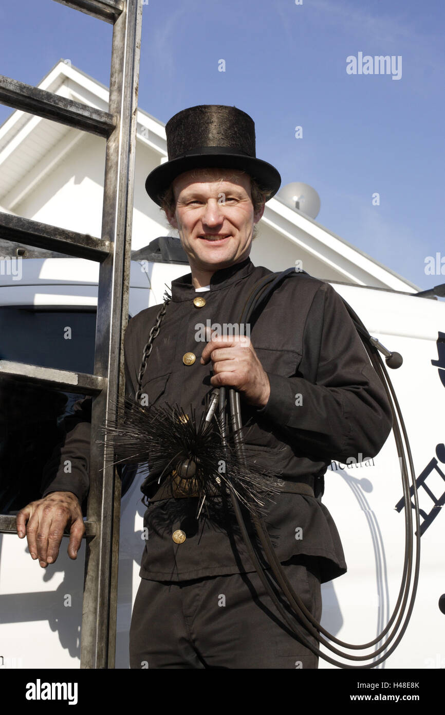 Chimney sweep, equipment, conductor, Stock Photo