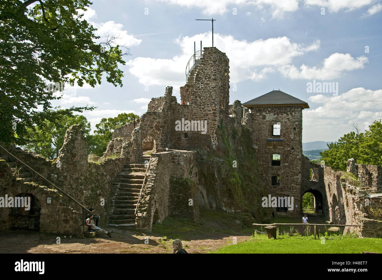 Germany, Thuringia, South Harz, Neustadt (city), 'Burg Hohenstein' (castle), ruin, Stock Photo