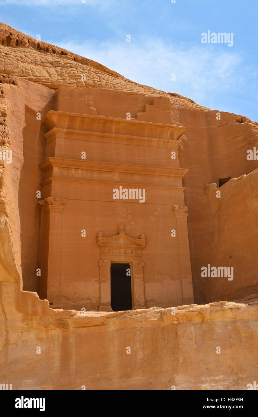 tomb entrance in Madain Saleh, Saudi Arabia Stock Photo