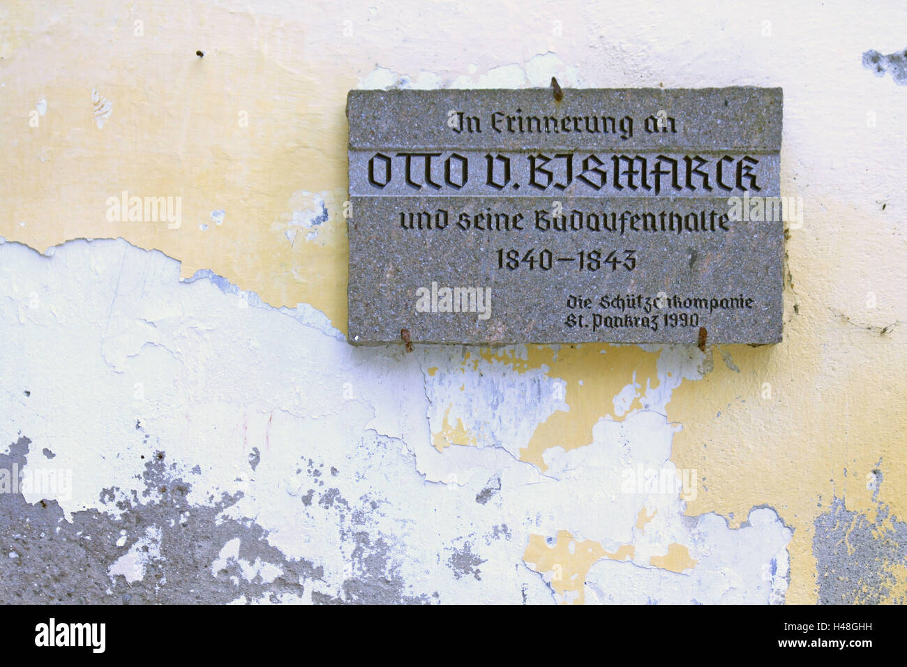 Commemorative table to Otto von Bismarck, Stock Photo
