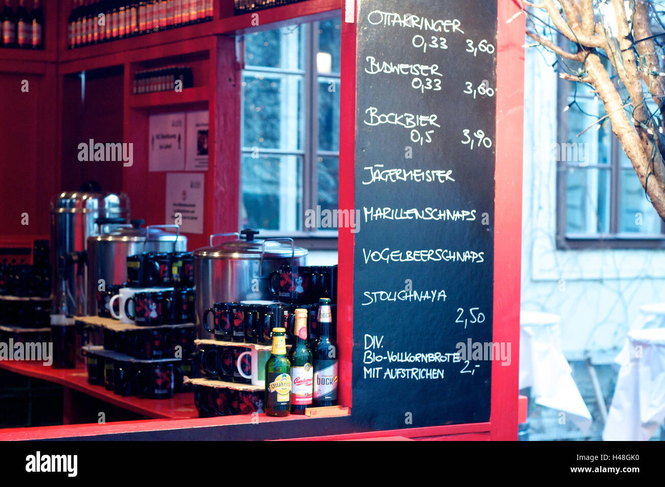 Market stall, alcohol Stock Photo Alamy