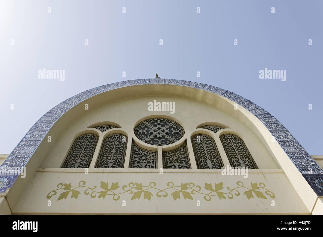Gable with mosaic, tiles, Old Souk, blue Souk, traditional shopping centre, emirate Sharjah, United Arab Emirates, Arabian peninsula, the Middle East, Asia, Stock Photo