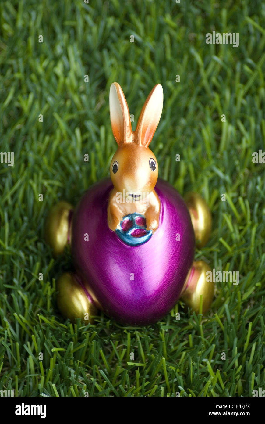 Osterdeko, Easter bunny, egg, decoration, kitsch, Easter, hare, mauve, pink, go, Easter egg, grass, Easter feast, decorate, character, toys, decoration, Stock Photo