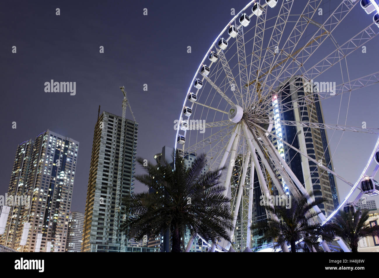 Big dipper 'Eye of the Emirates' in the fun fair 'Al Qasba', emirate Sharjah, United Arab Emirates, Arabian peninsula, the Middle East, Asia, Stock Photo