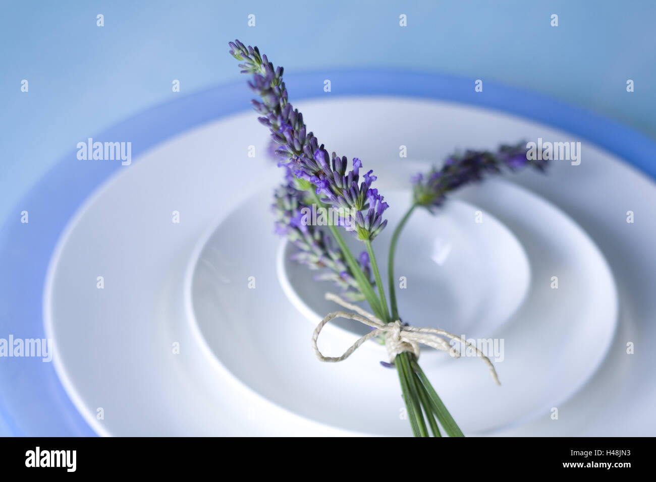 Table appointments with lavender, Stock Photo