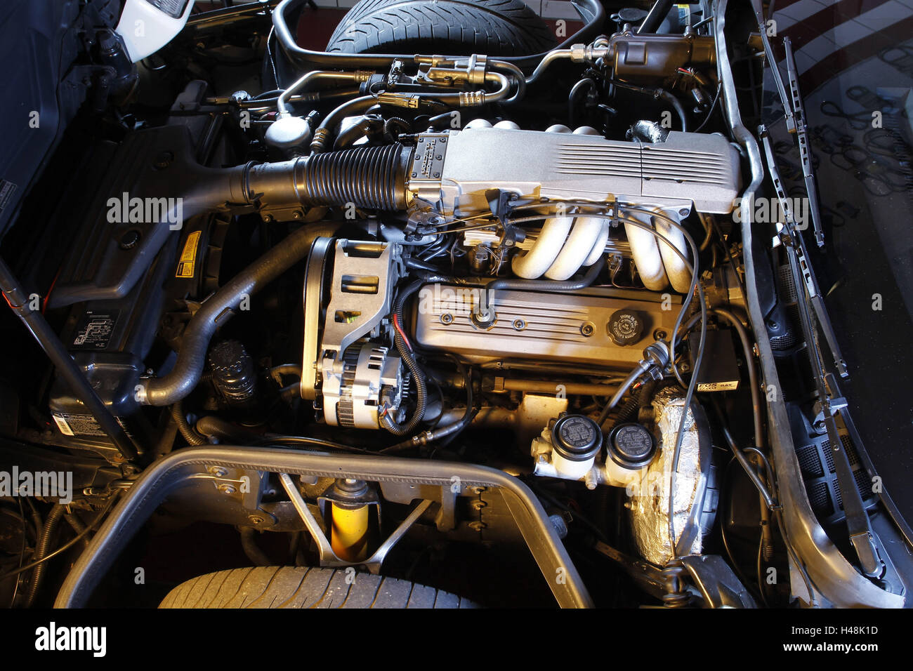 Car, oldtimer, Corvette C4, engine, detail Stock Photo Alamy