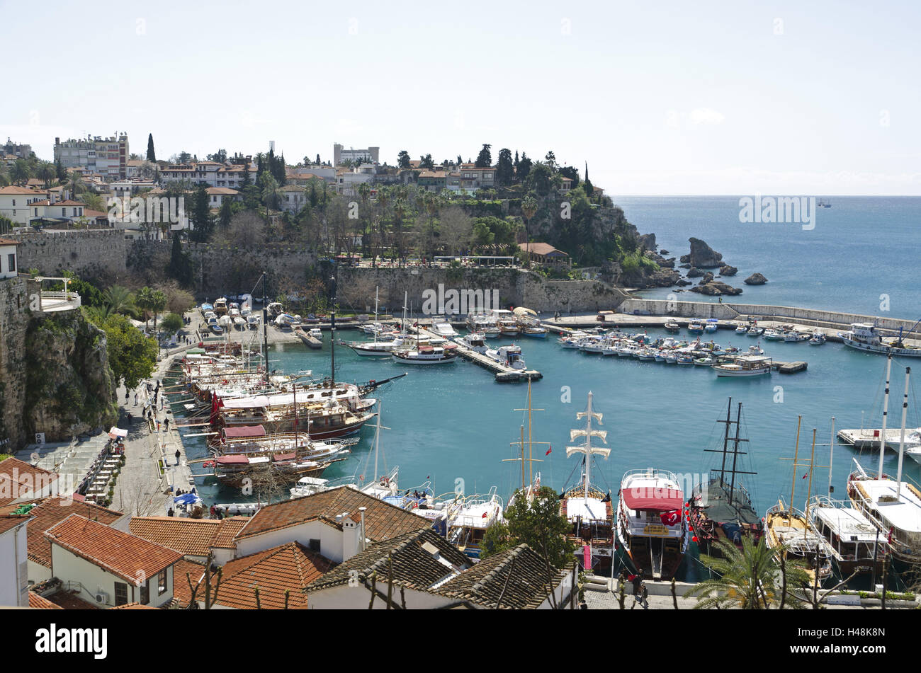 Turkey, south coast, province of Antalya, Antalya, Old Town, yacht harbour, Stock Photo