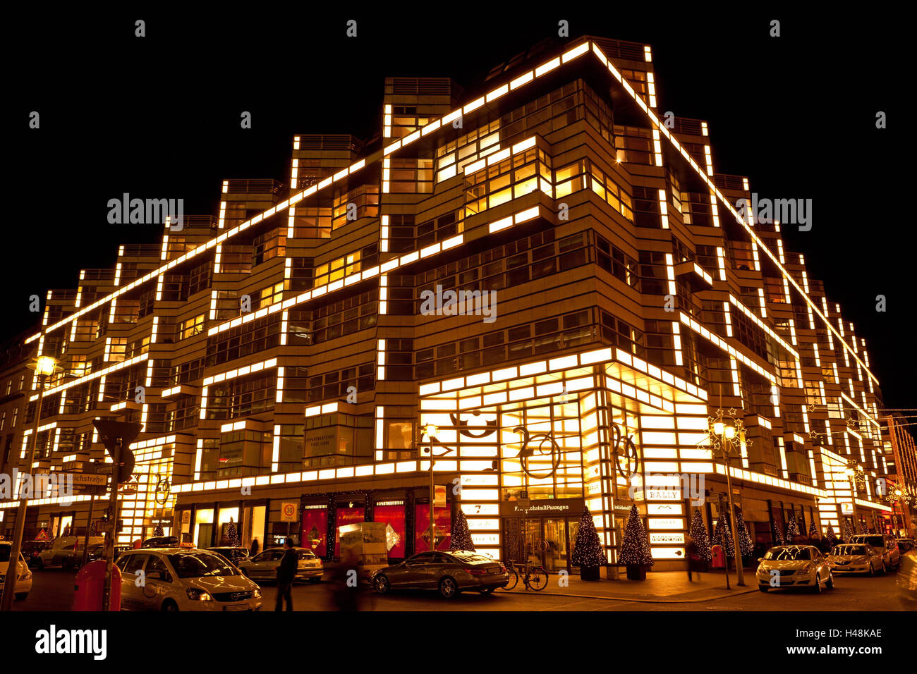 Germany, Berlin, Friedrichstrasse, building, night, Christmas lighting