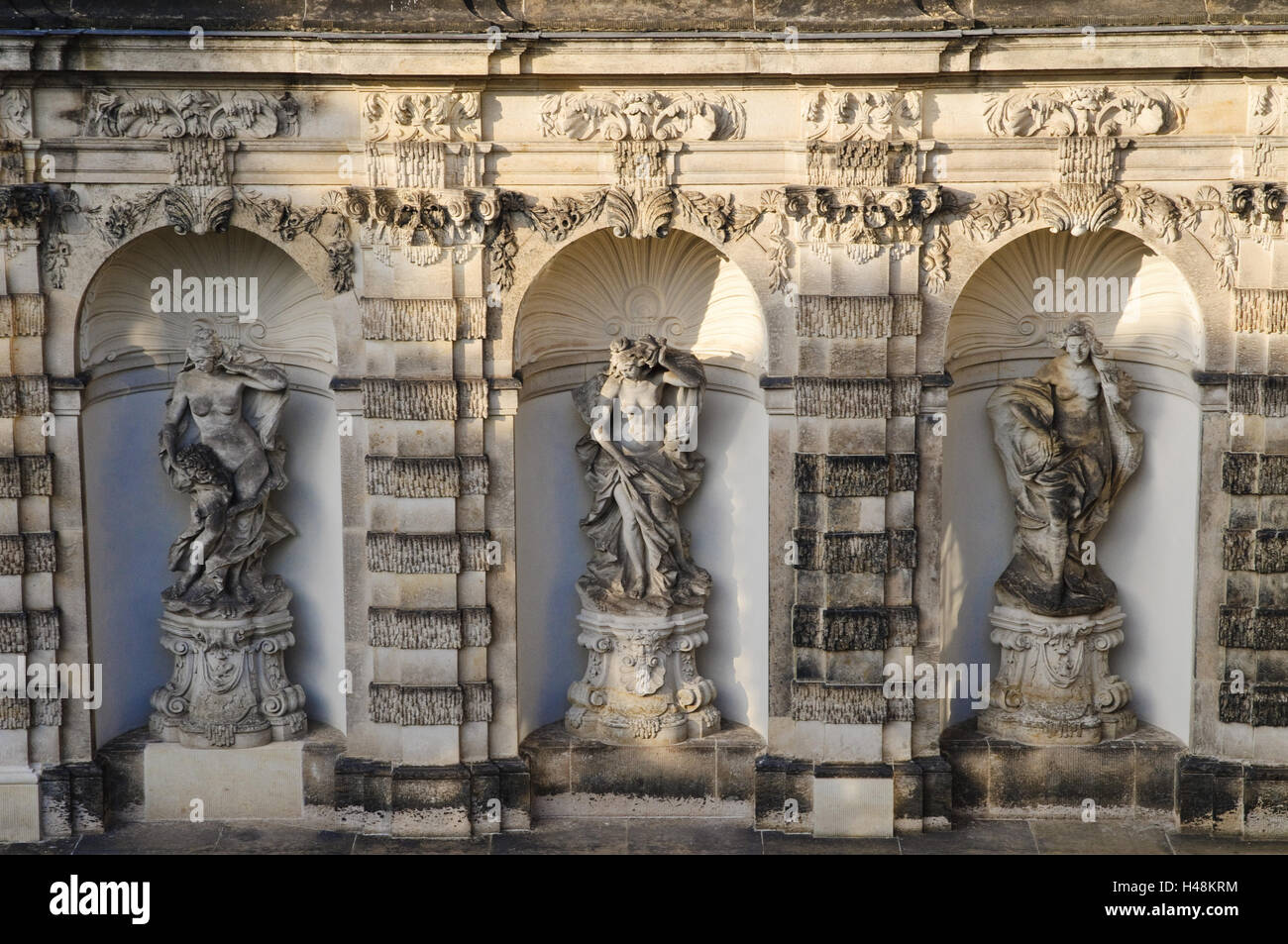 Dresden Zwinger, Nymphenbad, statues, Dresden, Saxony, Germany, Stock Photo