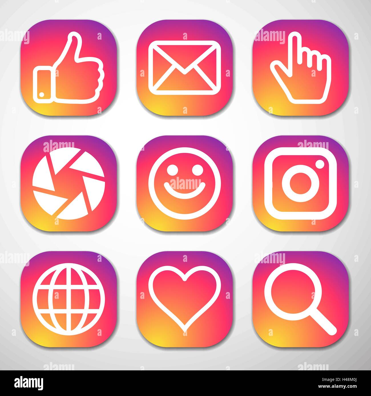 Set of icons for social network Stock Vector