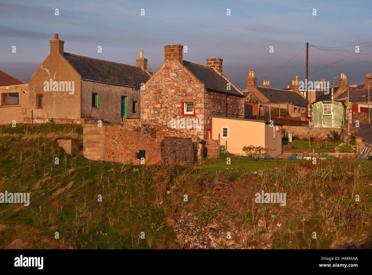 Scotland, Buchan Ness, houses Stock Photo Alamy