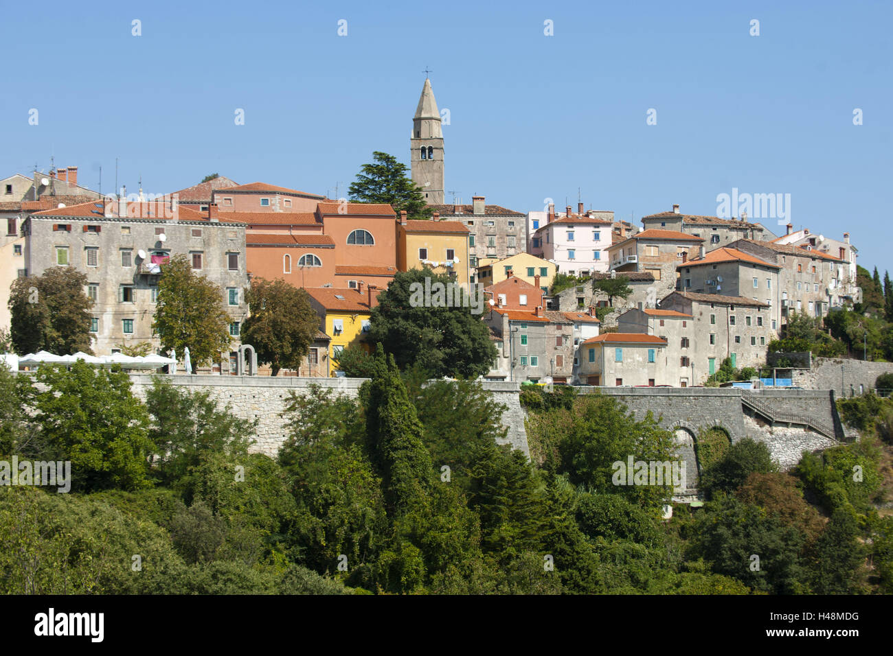 Croatia, Istria, Labin, town overview, Stock Photo