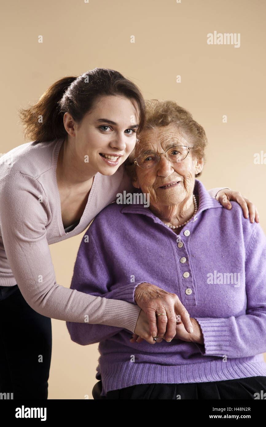 Portrait of a granddaughter with her grandmother, Stock Photo