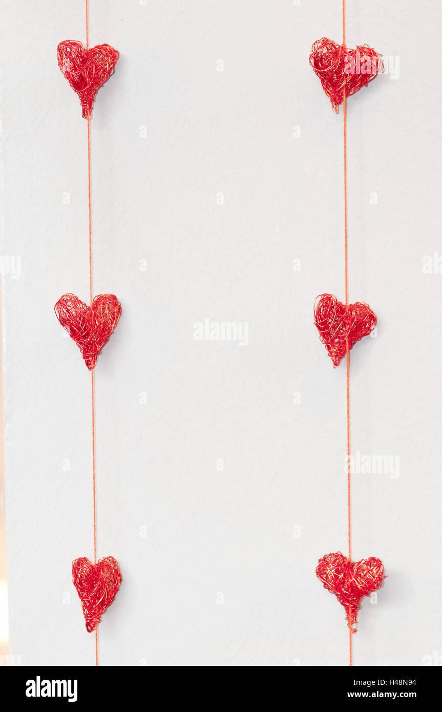Hearts, hang, wall, Stock Photo