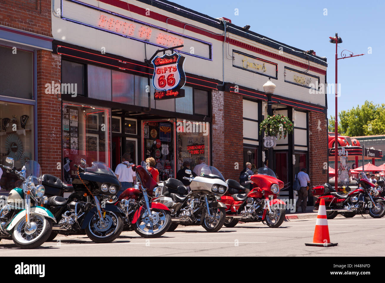 USA, Arizona, route 66, William, souvenir shop, motorcycles Stock Photo