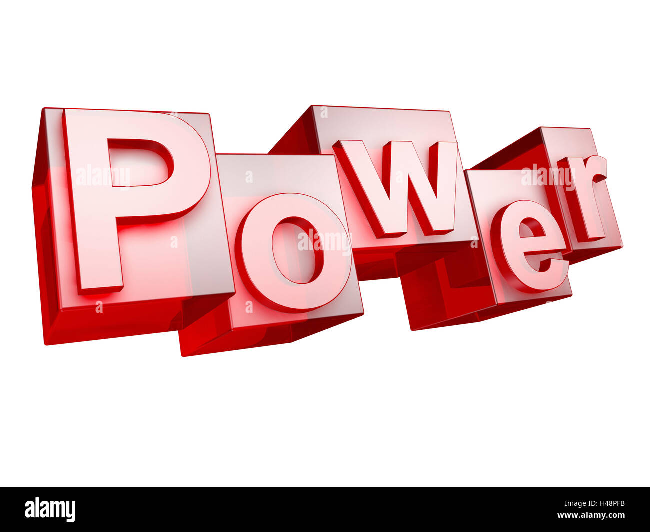 Power, red, white background, word, letter, 3-D, technology, effect, character font, idea, conception, nobody, Frei's plate, tip, sign, Stock Photo