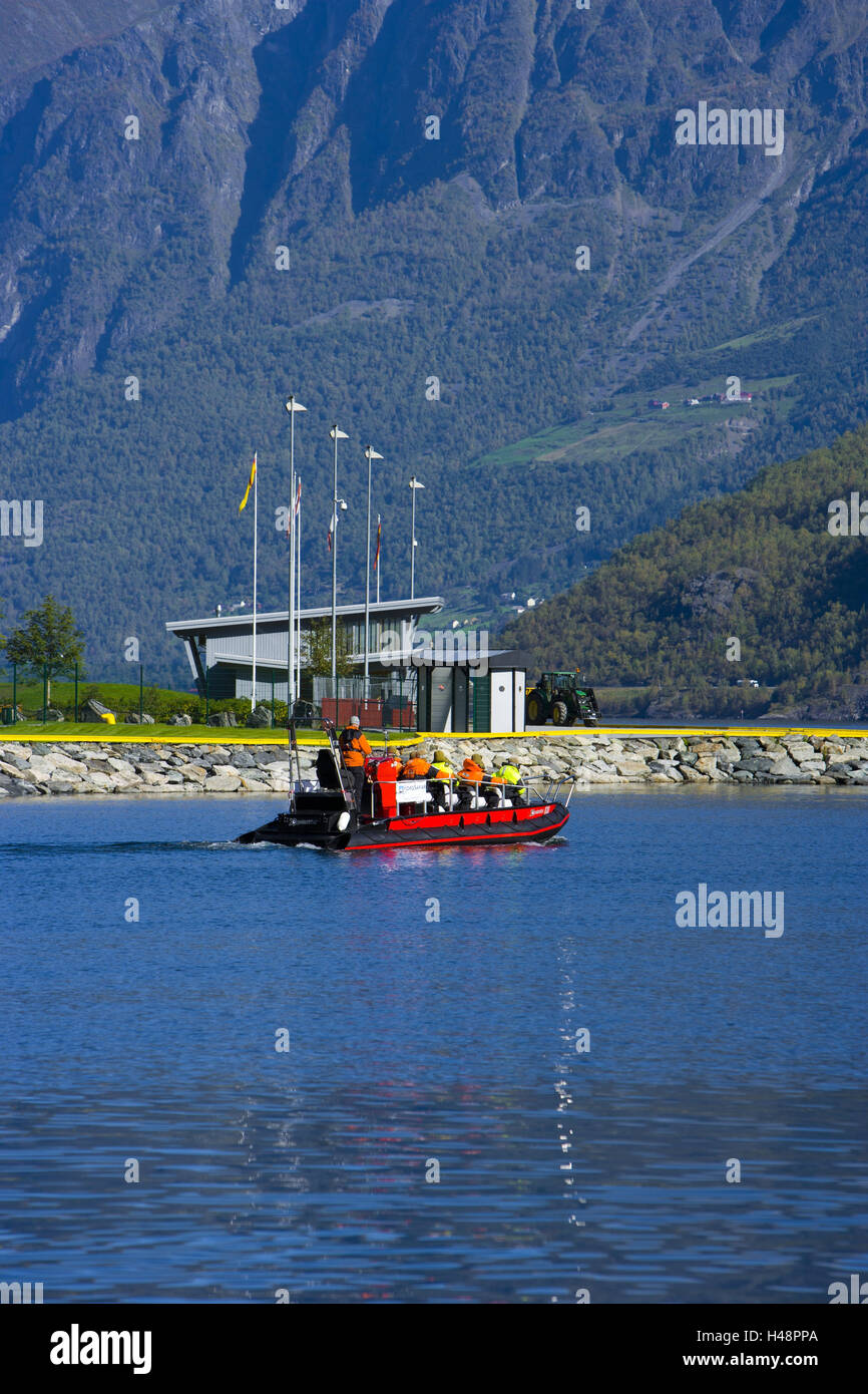 Scandinavia, Norway, Aurlandsfjord, boot, Stock Photo