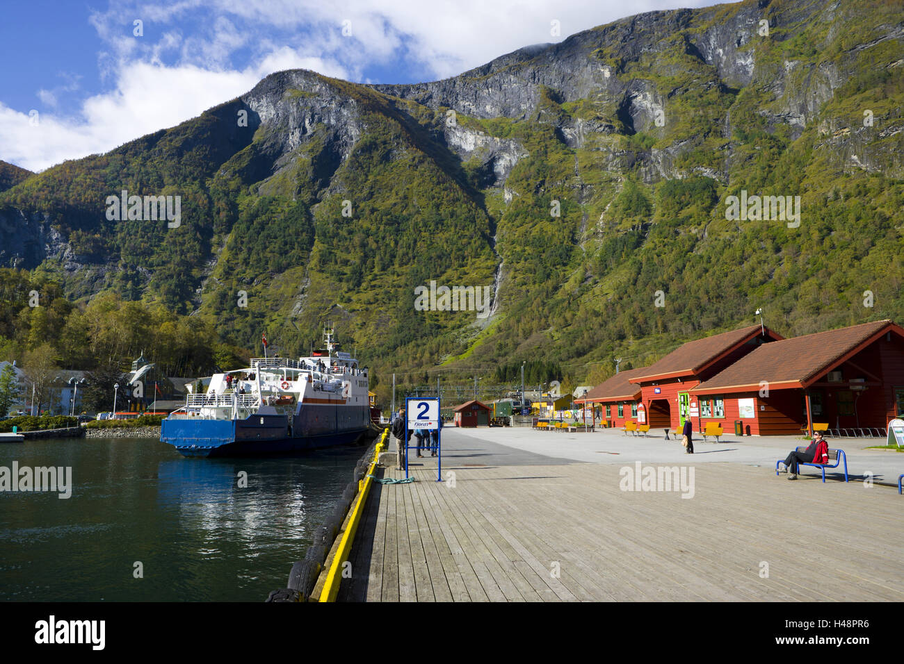 Scandinavia, Norway, landing stage Aurlandsfjord, Stock Photo